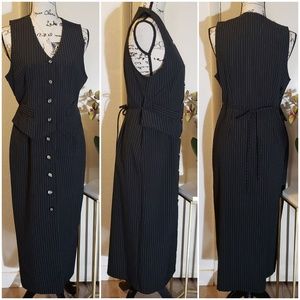 Dawn Joy II Pin Striped Button Sleeveless Dress sz S